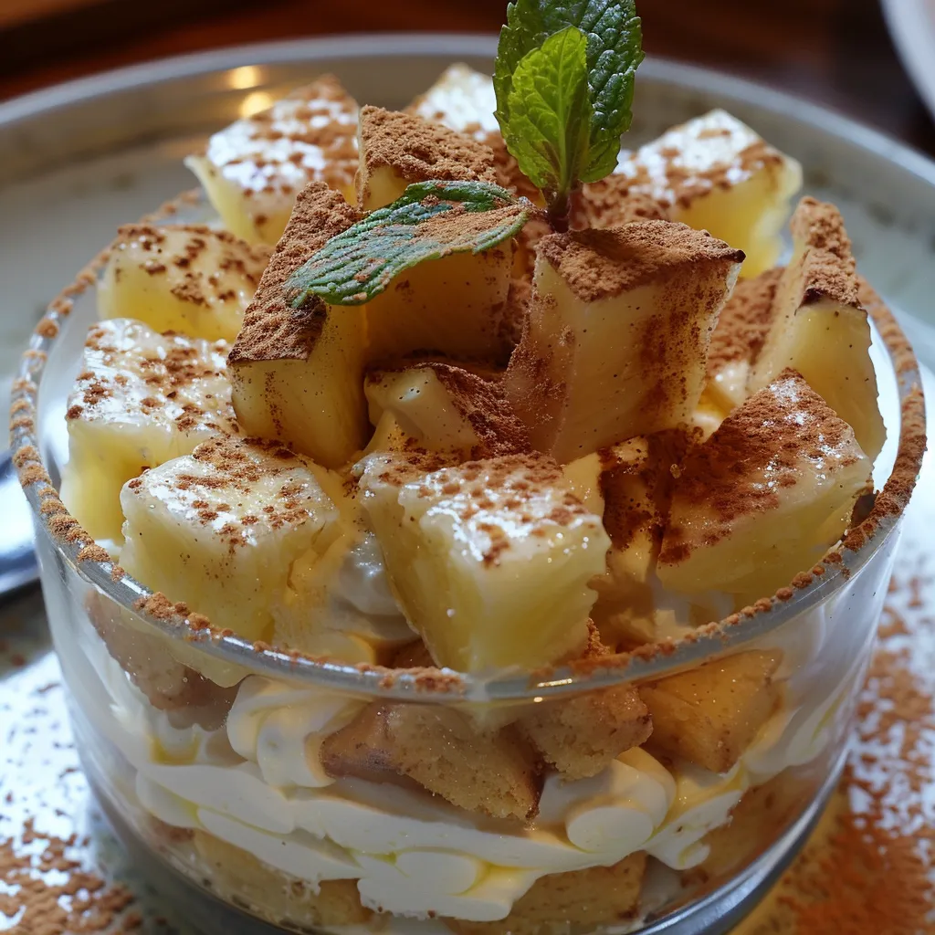 Tiramisu ananas et noix de coco rafraîchissant