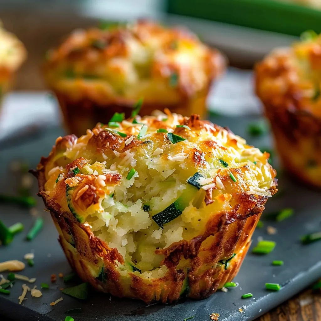 Savoureux muffins de courgette au parmesan à la croûte dorée