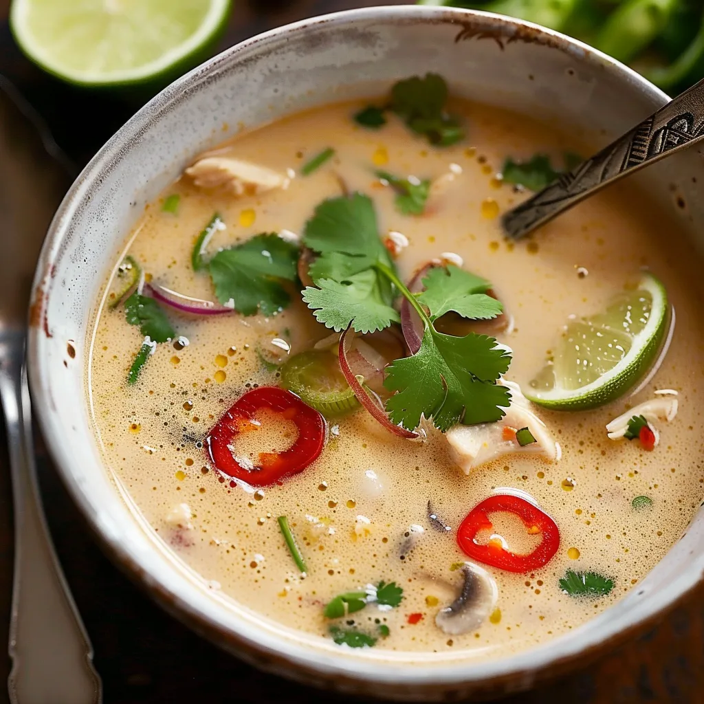 Tom Kha thaïlandais : Soupe de poulet à la coco