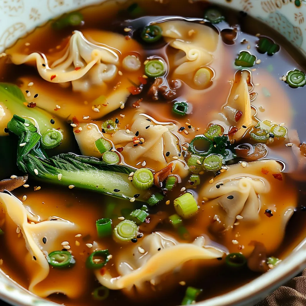 Savoureuse soupe aux gyozas et légumes verts