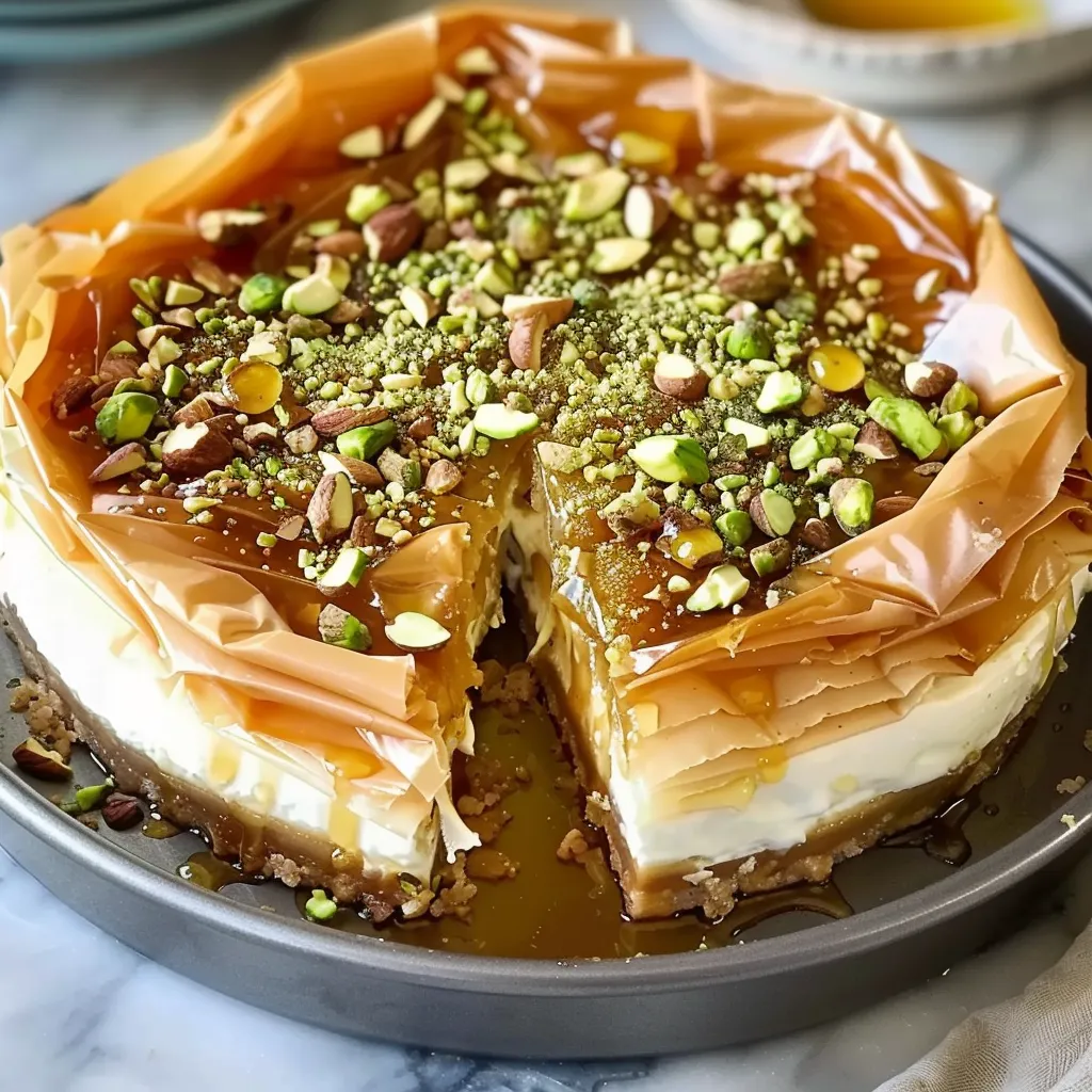 Découvrez le cheesecake délicat miel et pistache