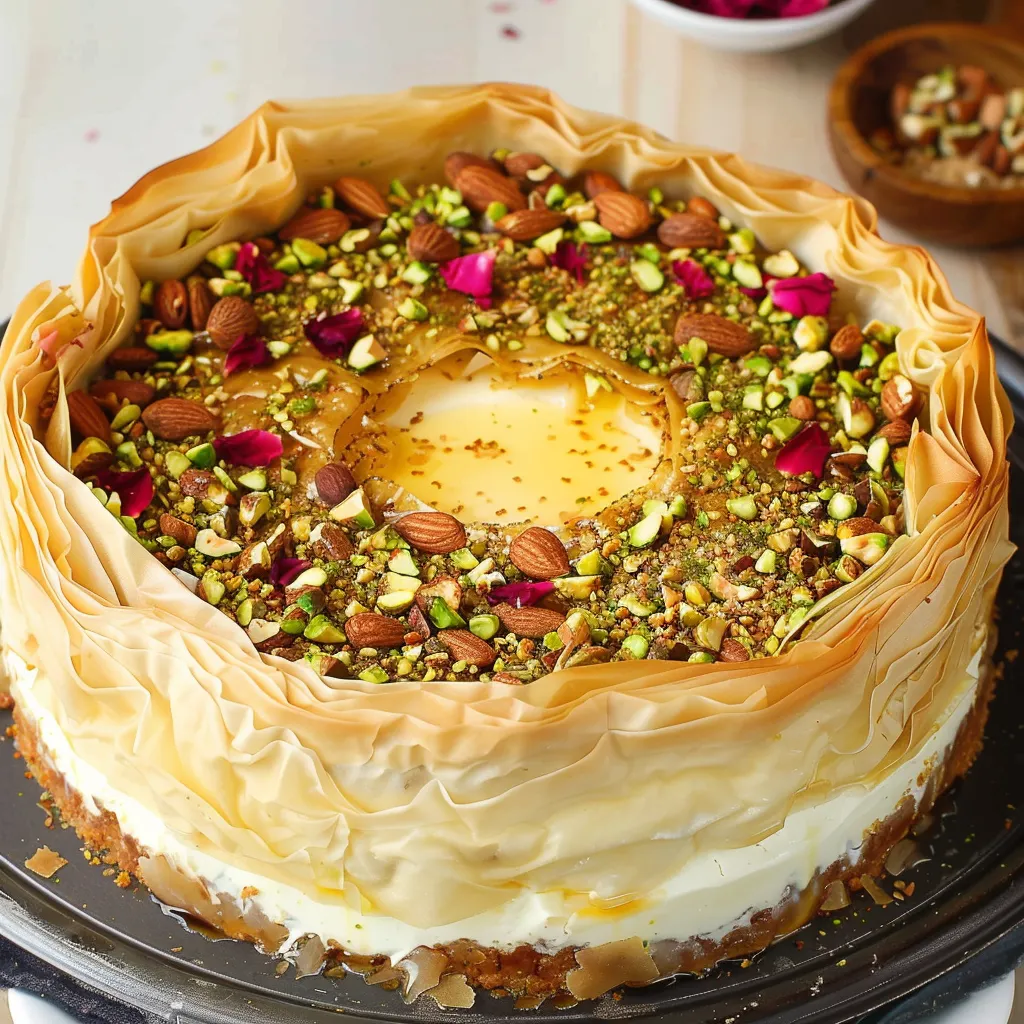 Cheesecake au croquant de pistaches et noix