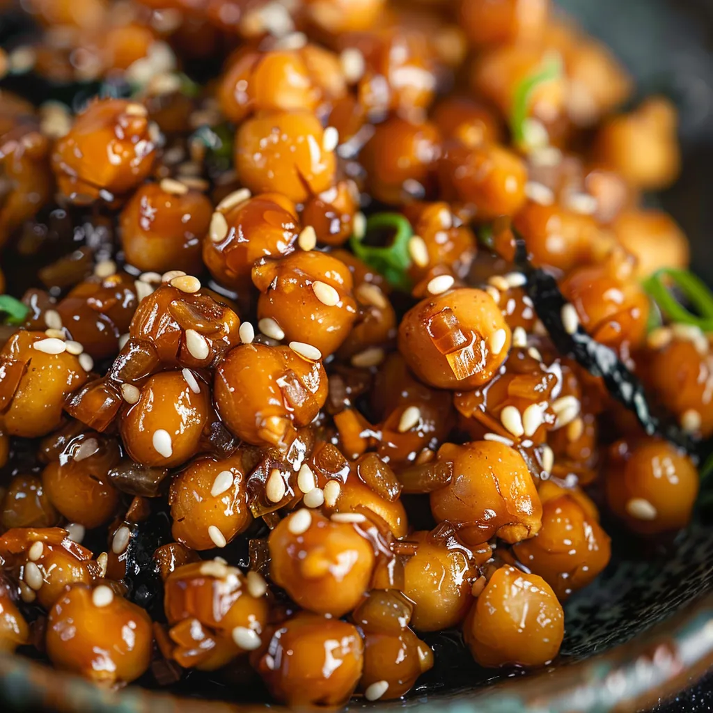 Pois chiches caramélisés au miso et sésame