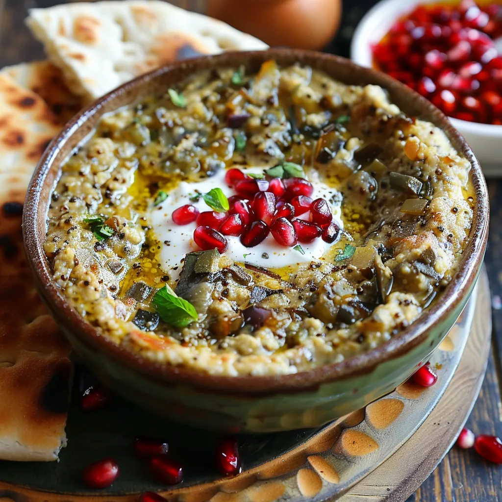 Préparation authentique de caviar d'aubergine iranien