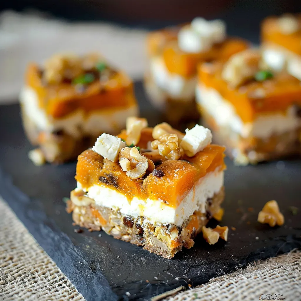 Savoureux carré salé aux carottes, fromage de chèvre et noix