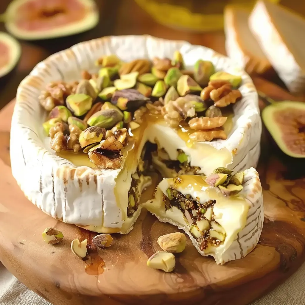 Délicieux camembert farci aux noix et pistaches