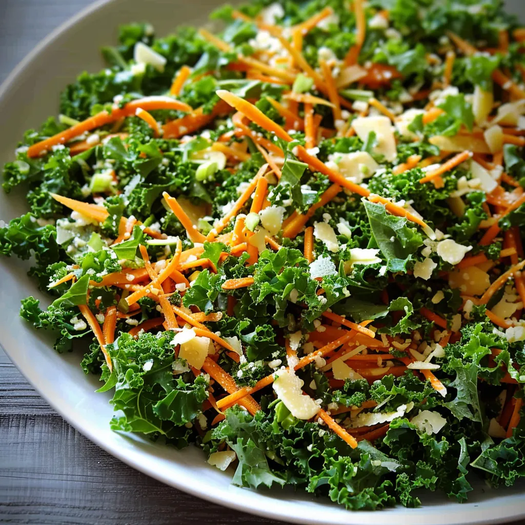Salade fraîche au kale, carottes et parmesan