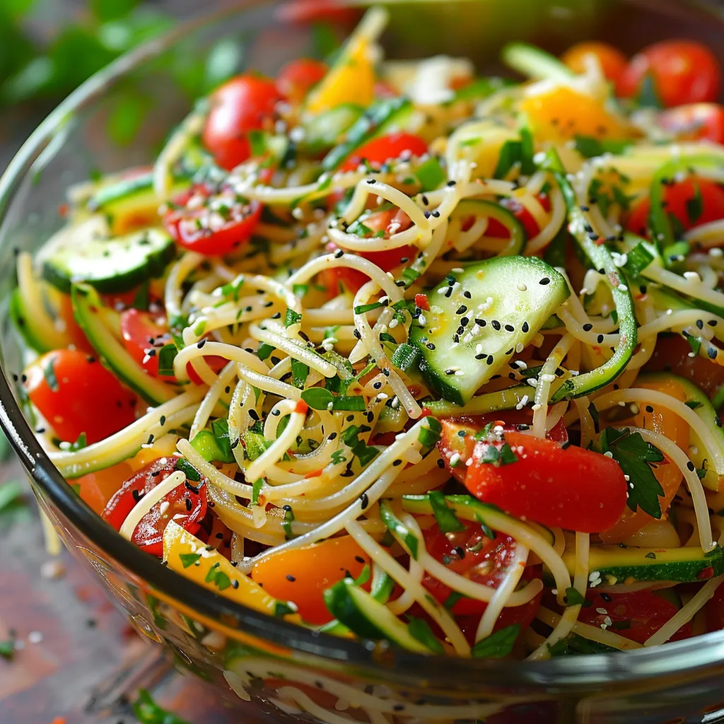 Préparez une salade italienne rafraîchissante aux spaghettis et légumes croquants