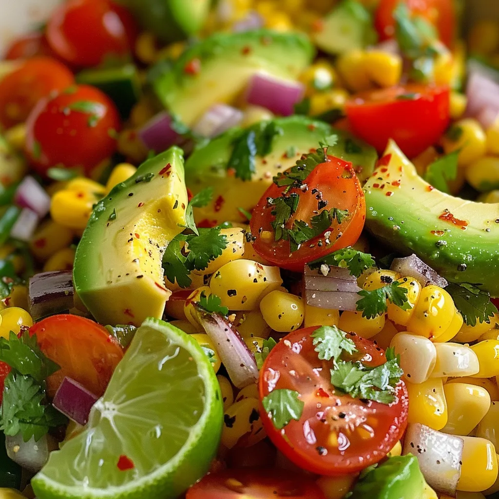 Salade fraîche d'été au maïs et avocat