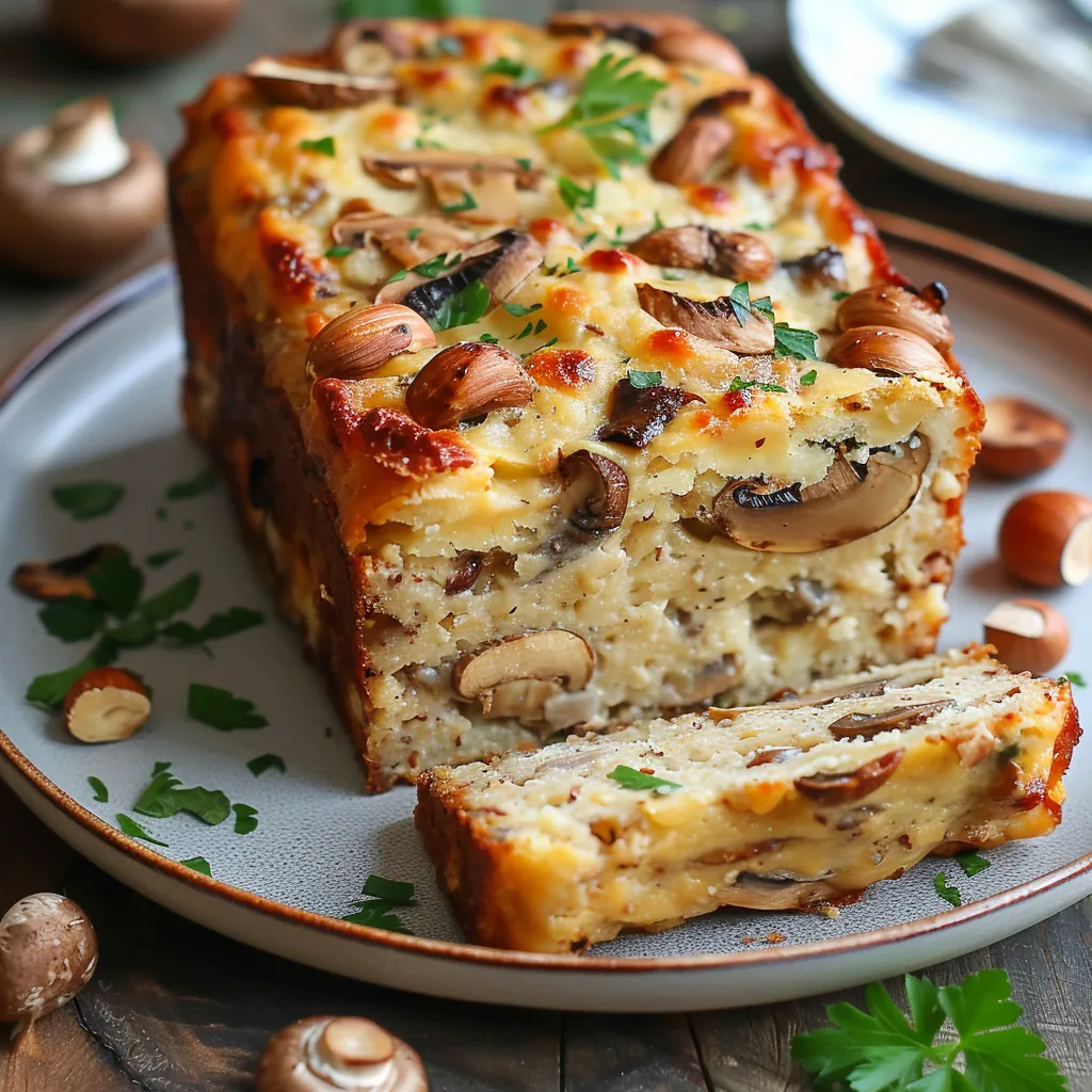Délicieux cake aux champignons