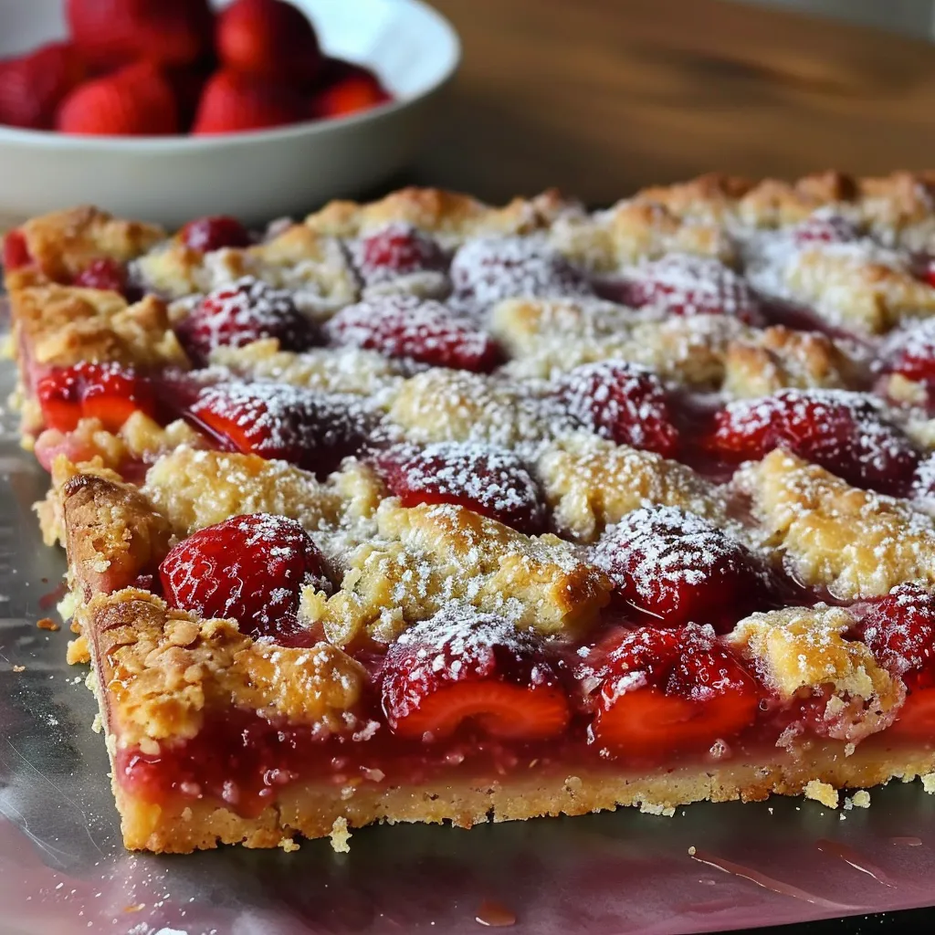 Carrés aux fraises croustillants et juteux