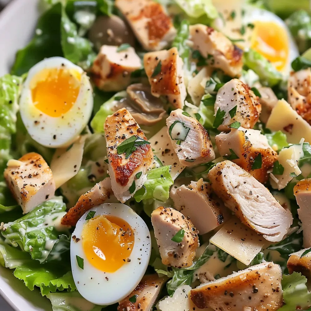 Salade Caesar fraîche et légère au poulet fermier