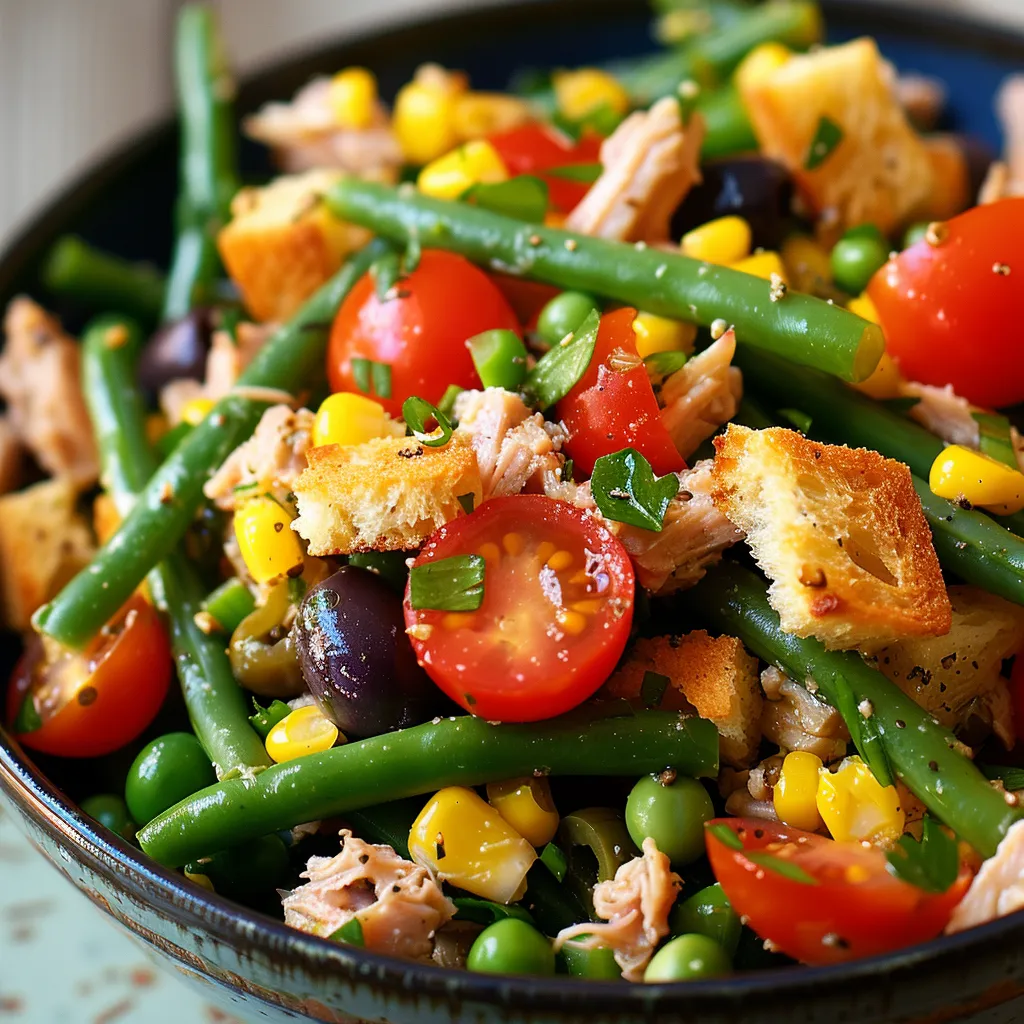 Salade croquante et fraîche aux haricots verts et thon