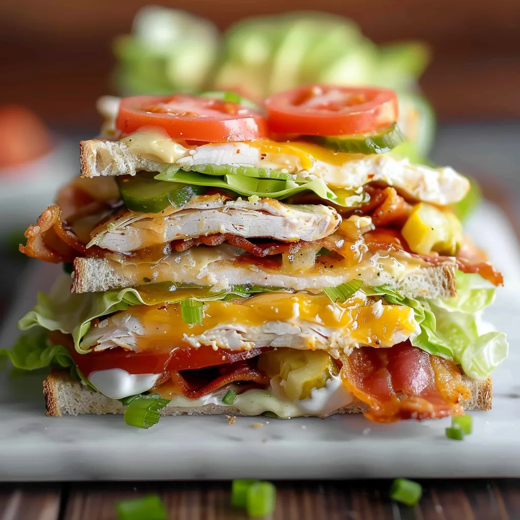 Club Sandwich au Poulet et Bacon Faible en Glucides