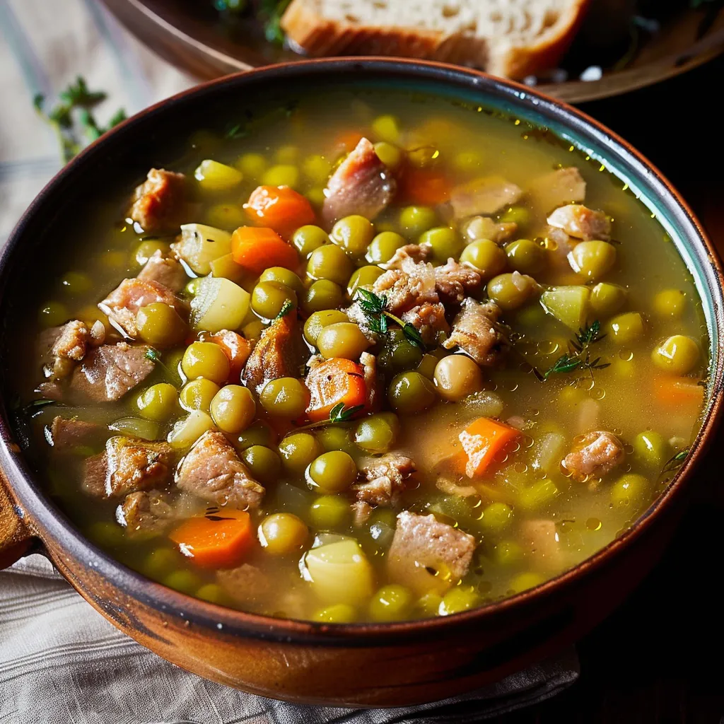 Soupe aux pois rustique familiale