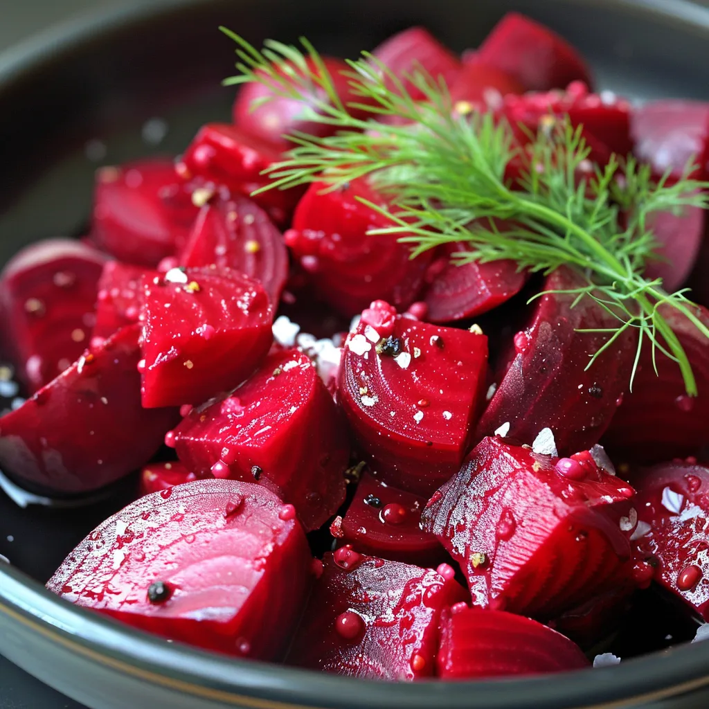 Salade de betteraves marinées avec assaisonnement délicat