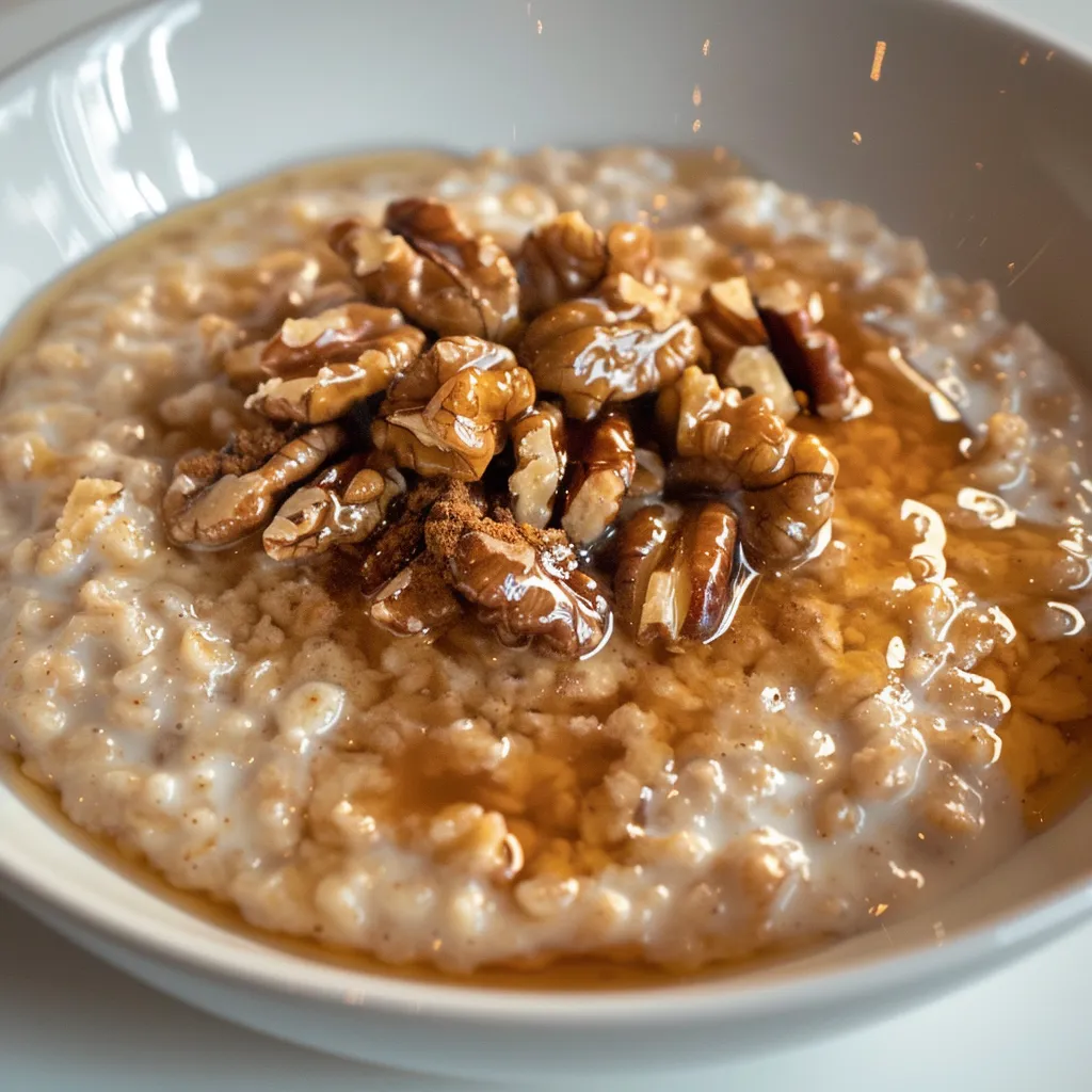 Délicieux gruau à l'érable et noix pour un petit-déjeuner réconfortant