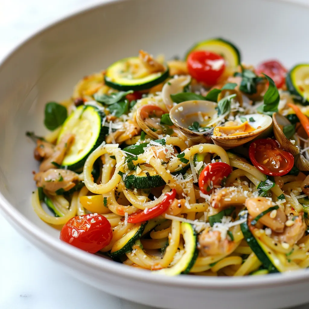 Délicieux spaghettis aux palourdes et courgettes