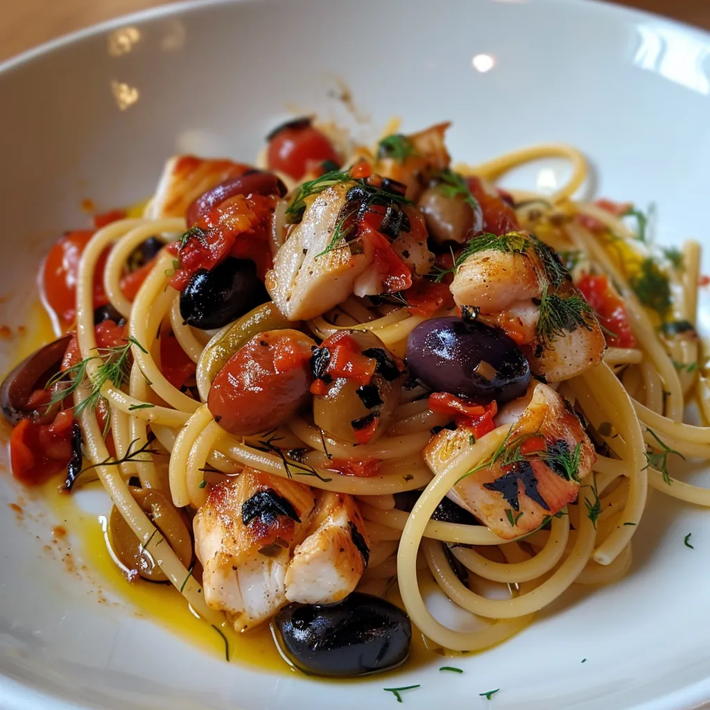 Plat de spaghettis au poisson et aneth