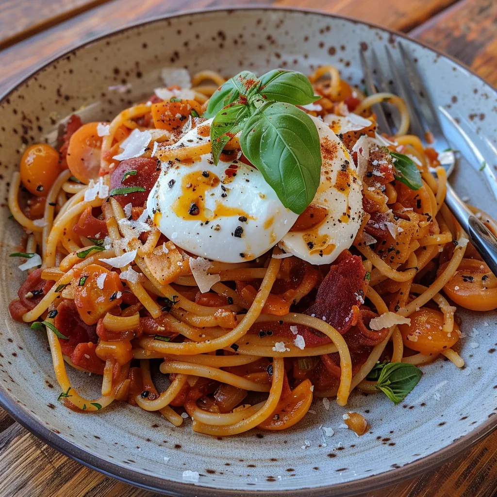 Pâtes aux tomates et guanciale