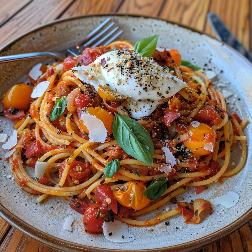 Spaghetti aux tomates cerises et guanciale - Un délice méditerranéen