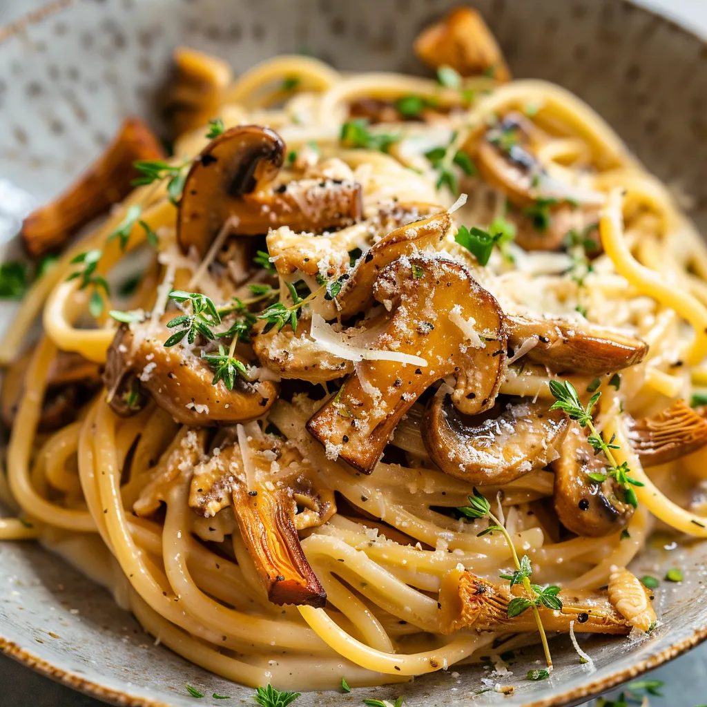 Spaghetti aux chanterelles et crème légère