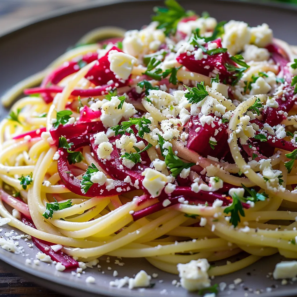 Féta betterave spaghettis