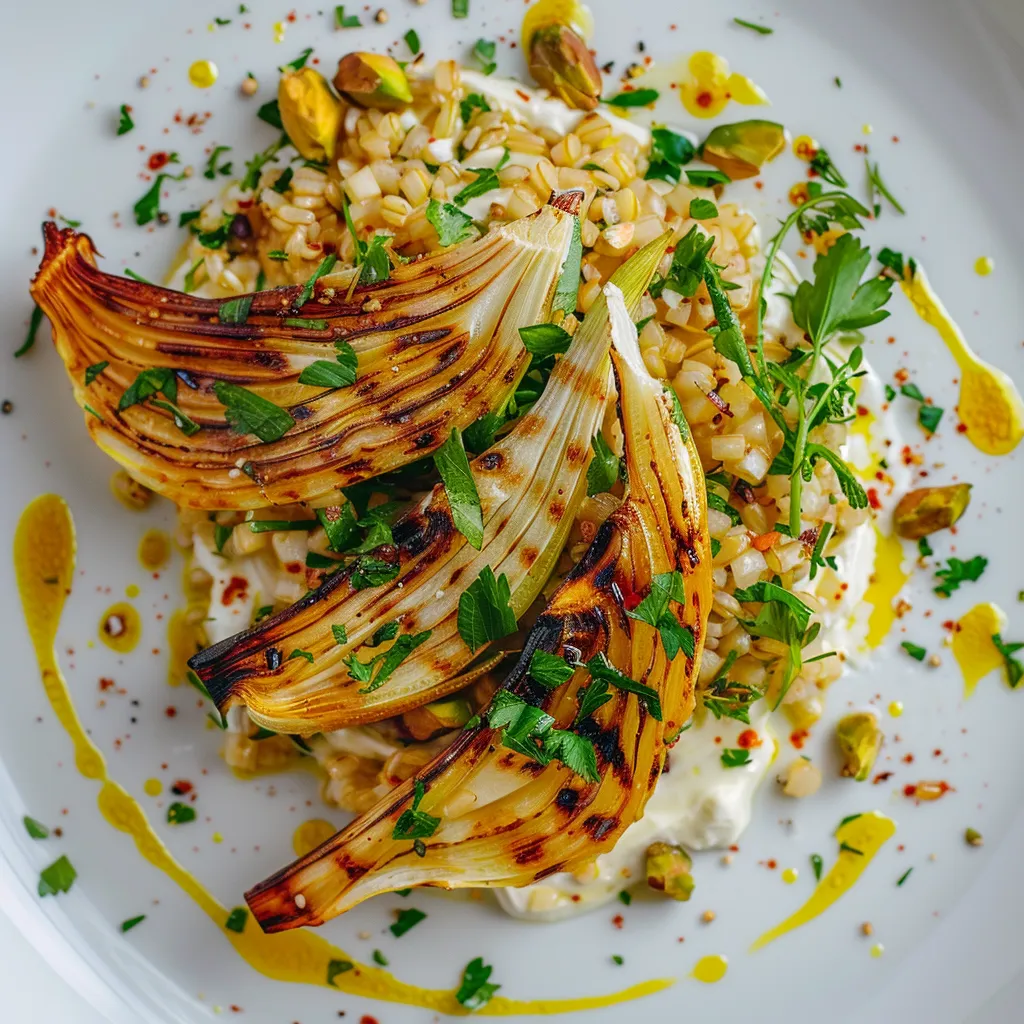 Fenouil grillé avec sauce tahin citronnée