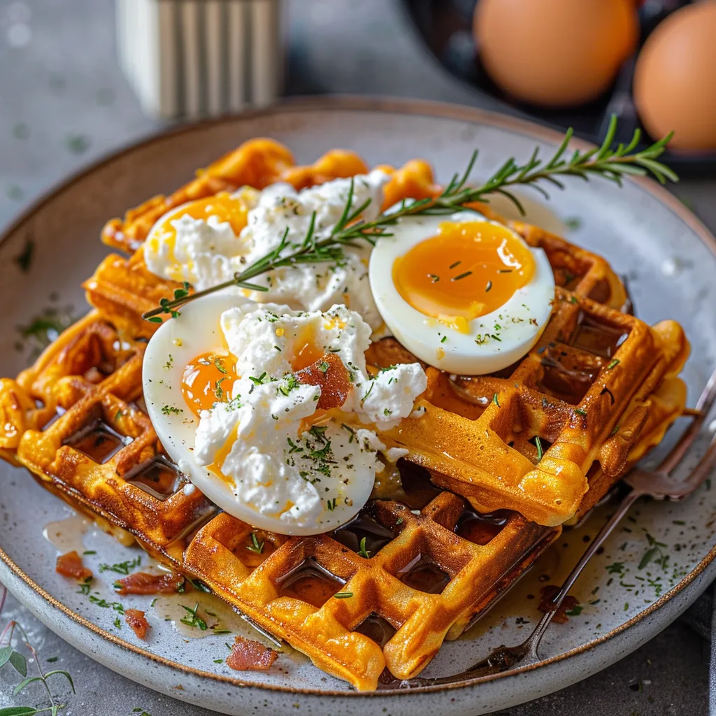 Gaufres moelleuses aux carottes avec chèvre fondant