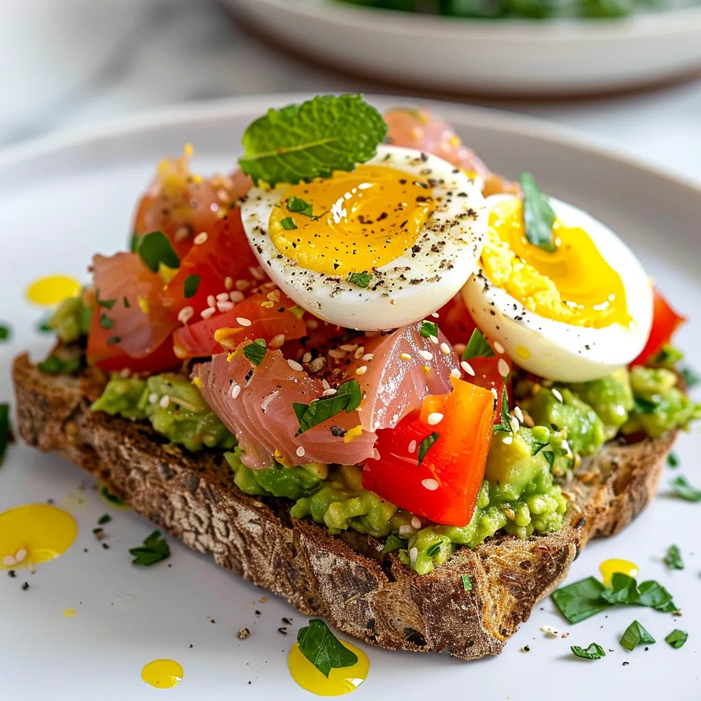 Thon avocat œuf toast