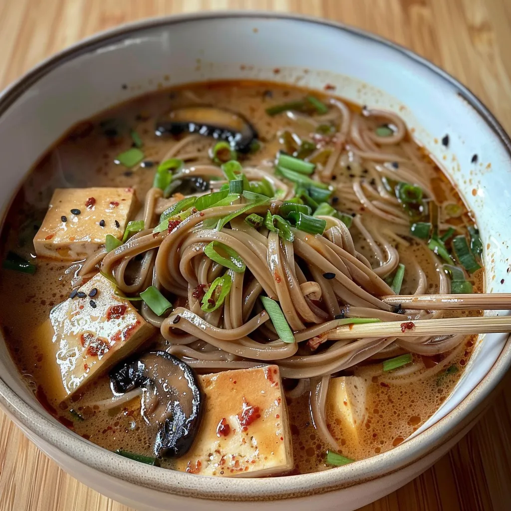 Délicieuse soupe soba sésame miso