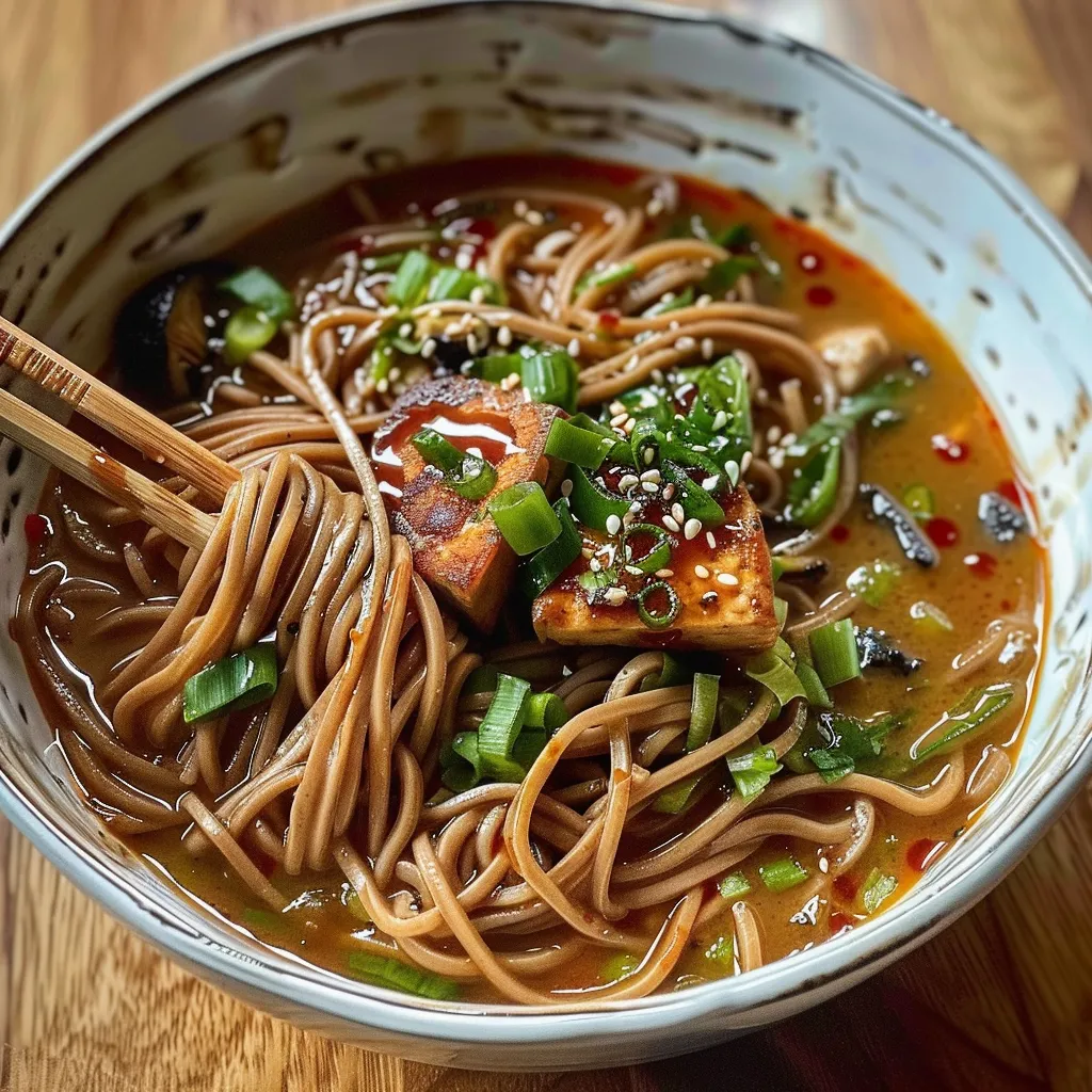 Savourez une soupe soba au sésame et miso délicieuse et réconfortante