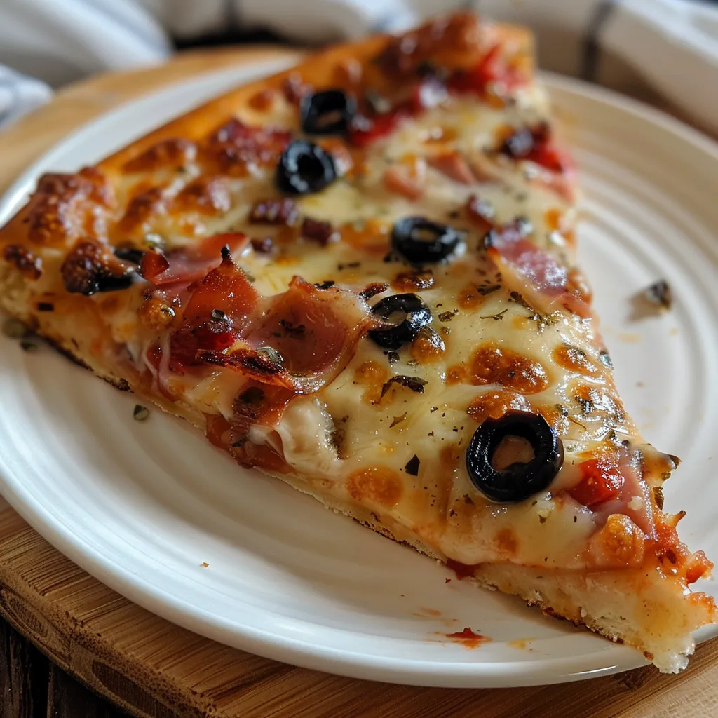 Une pizza savoureuse aux lardons et tomates