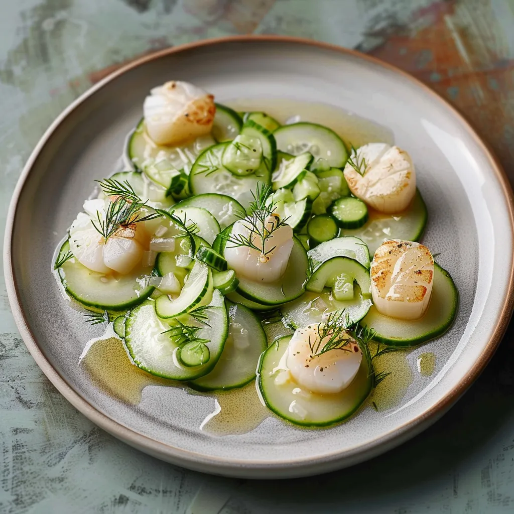 Coquilles Saint-Jacques relevées à l'aneth et touches de fraîcheur