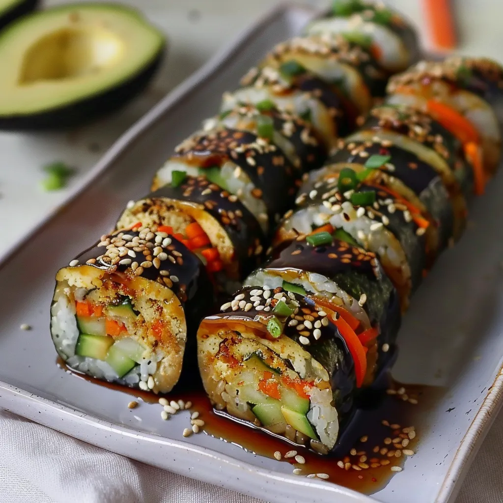 Créez de savoureux rouleaux sushi avec tofu croustillant et légumes frais
