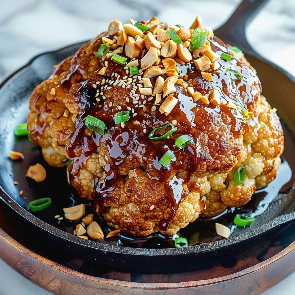 Savourez un chou-fleur entier rôti avec une sauce aux cacahuètes thaïlandaise