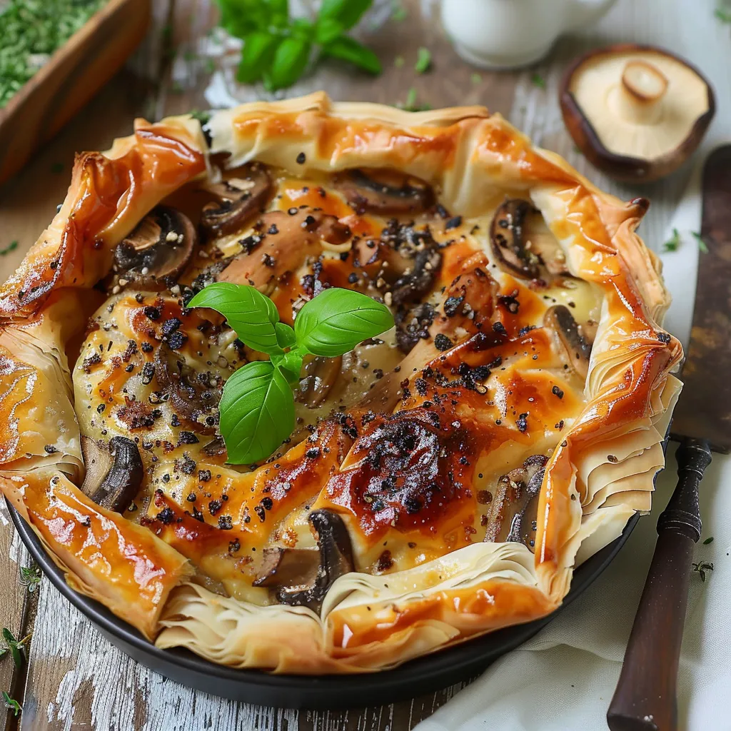 Champignons et fromage en pâte filo
