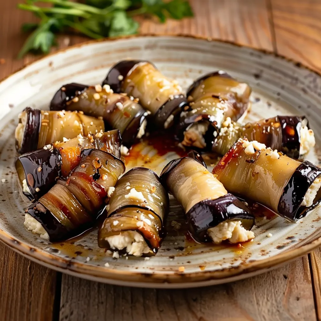 Délicieux roulés d'aubergines farcis au fromage de chèvre