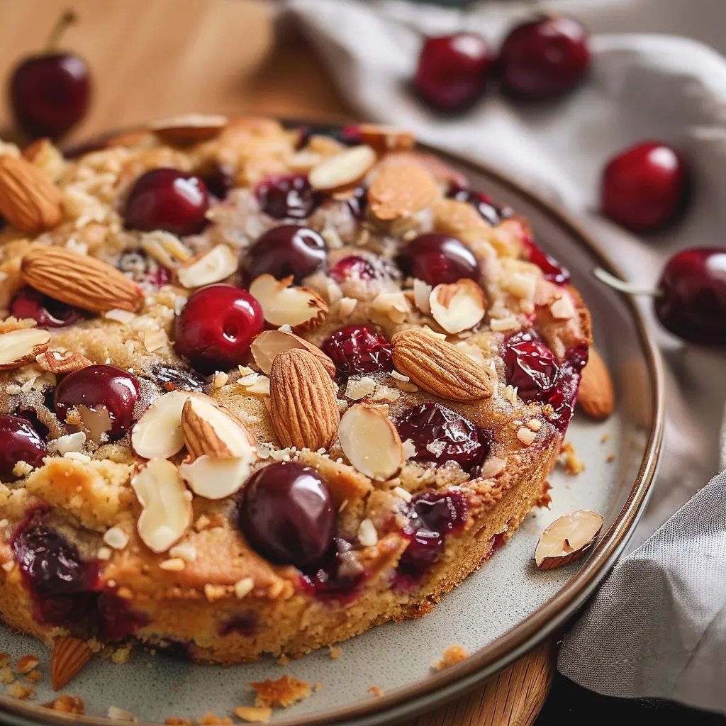 Gâteau cerises et amandes façon Cyril Lignac