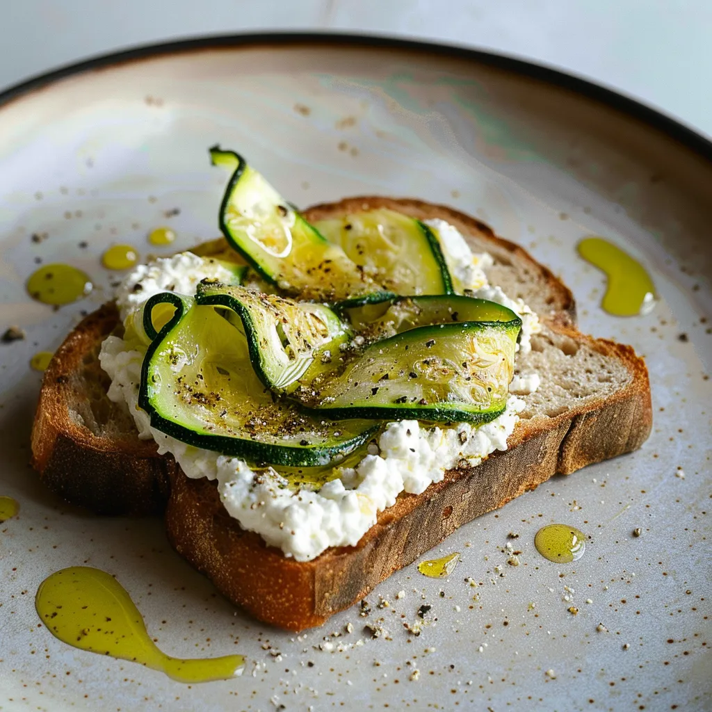 Tartines savoureuses courgettes et ricotta