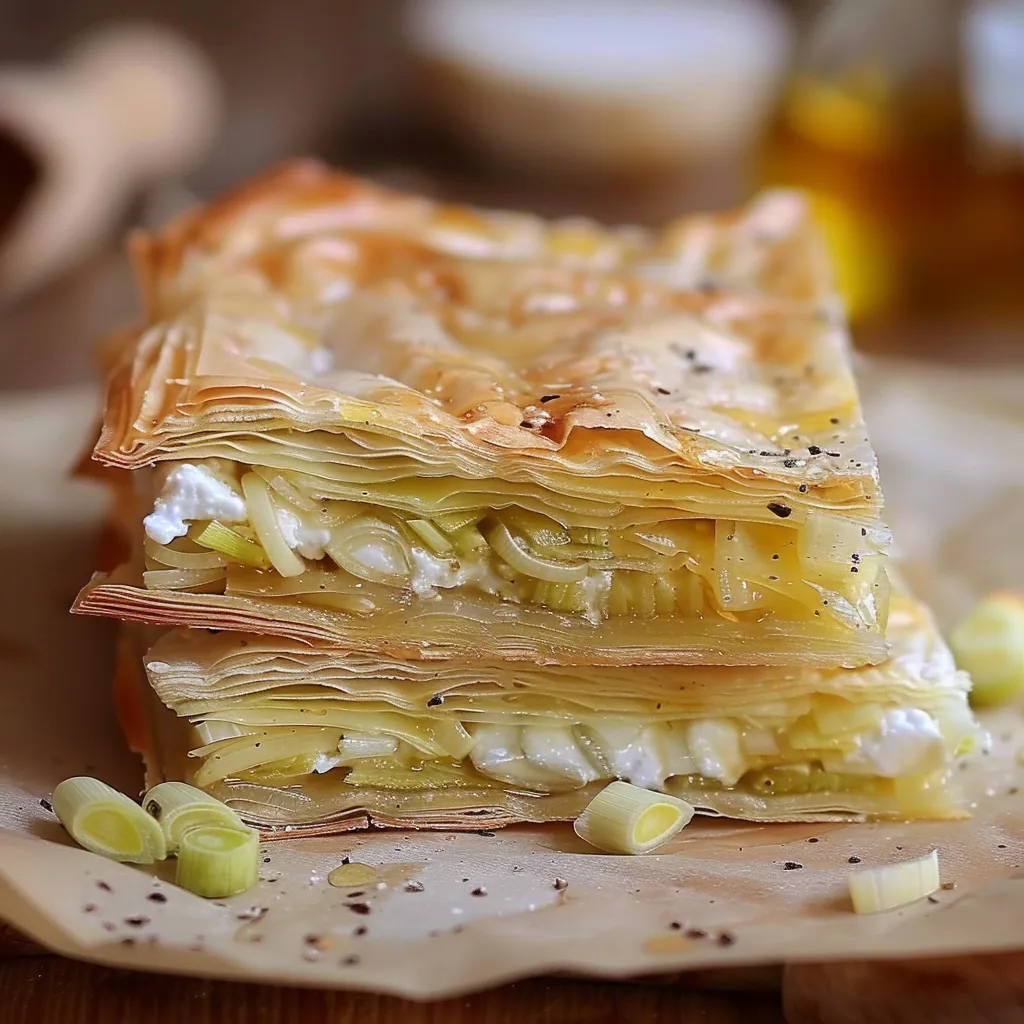Croustillant poireau miel fromage
