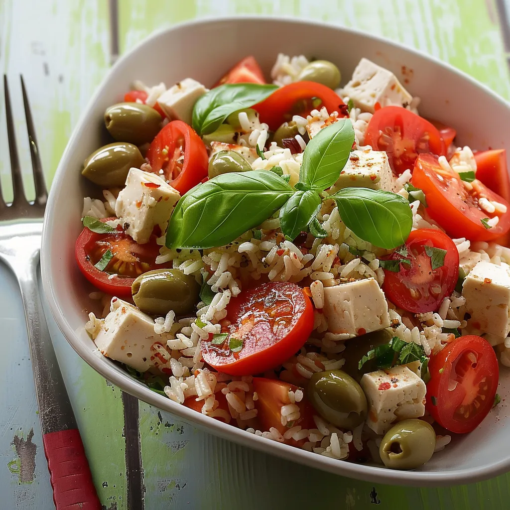 Riz tofu avec salade fraîche