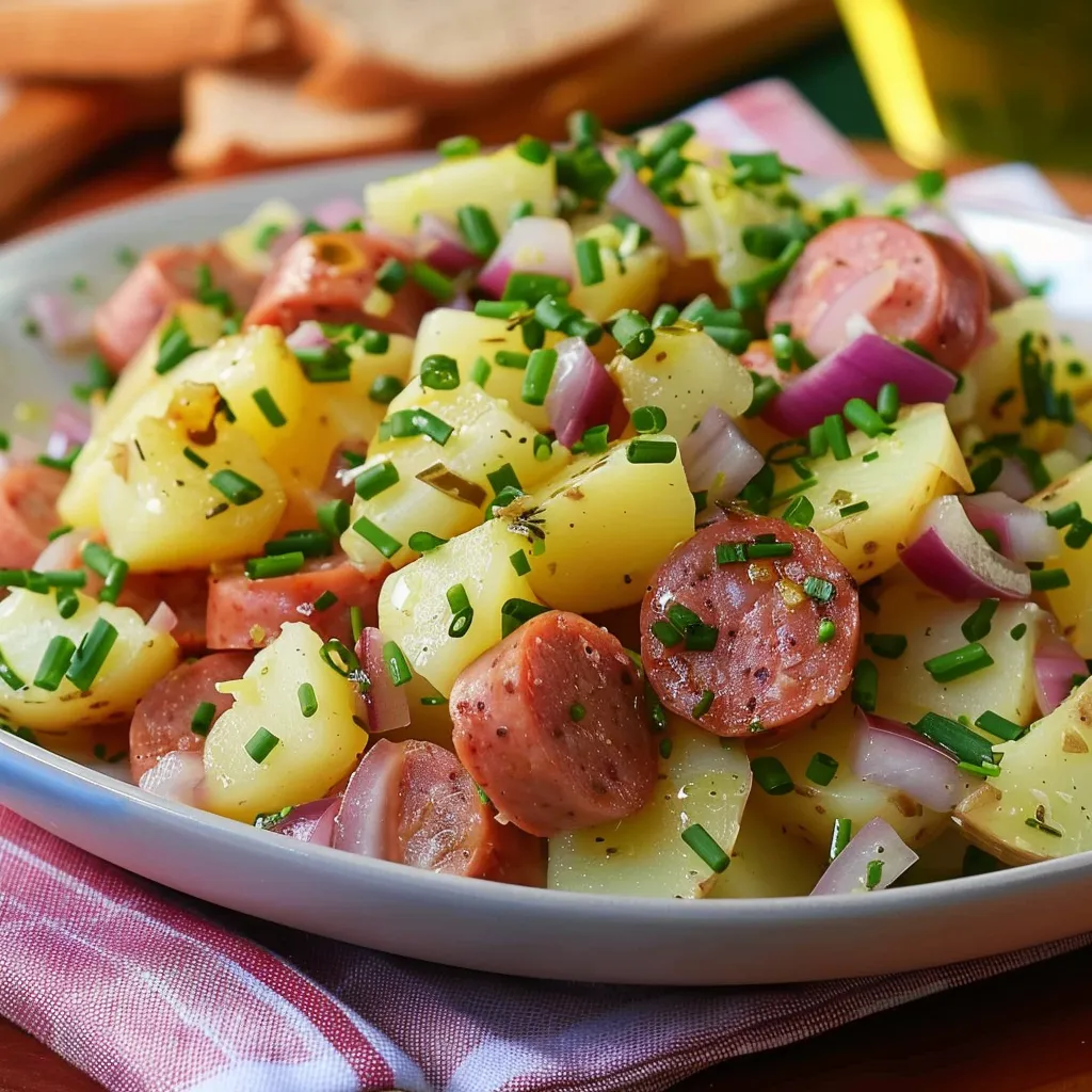 Salade pommes de terre et saucisses maison