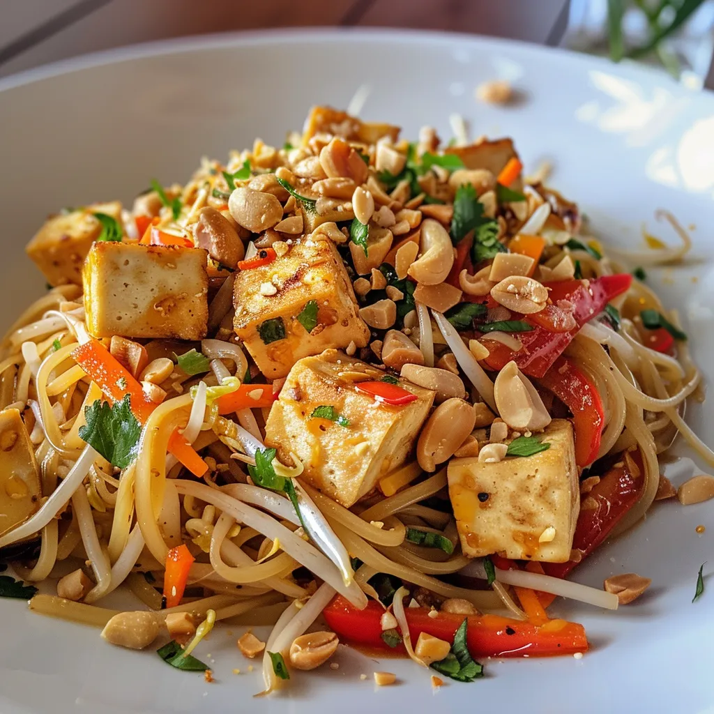Tofu nouilles thaï et cacahuètes