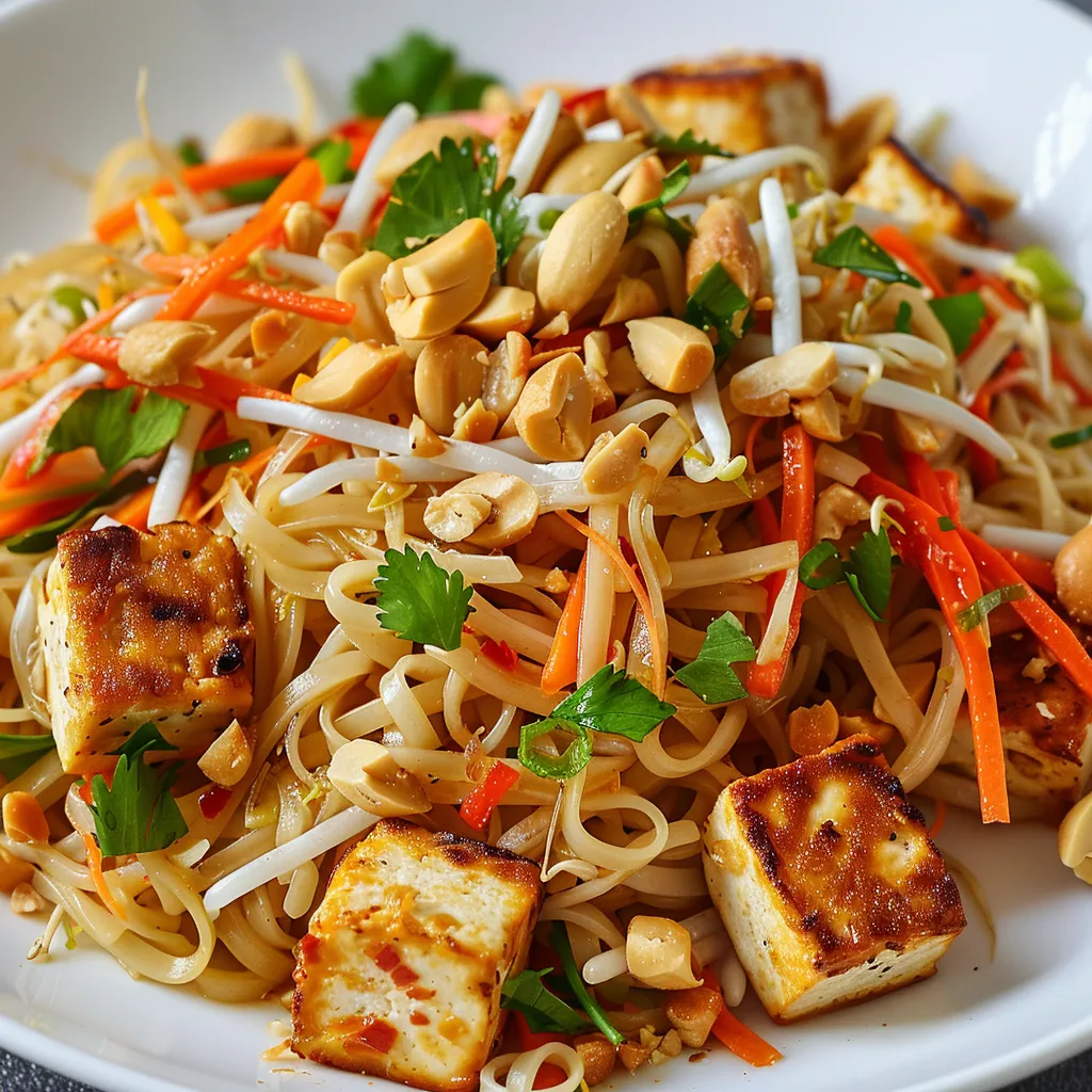 Nouilles thaï au tofu avec cacahuètes