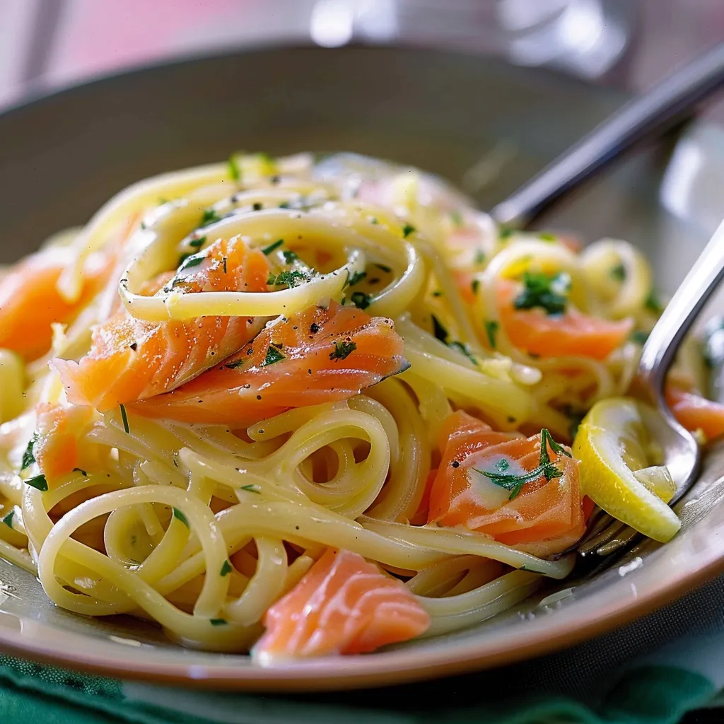 Linguines saumon citron et herbes