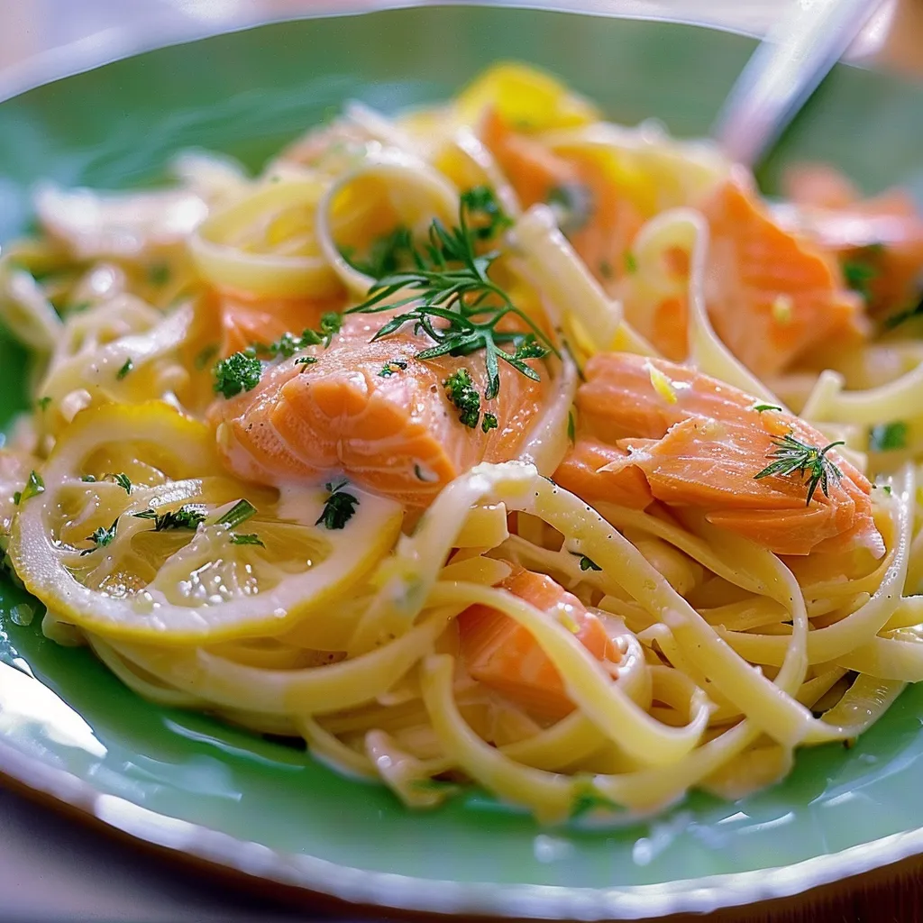 Linguines au saumon et citron avec herbes fraîches