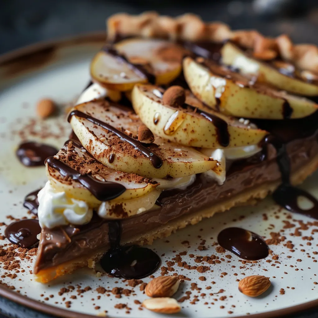 Tarte gourmande aux poires et chocolat