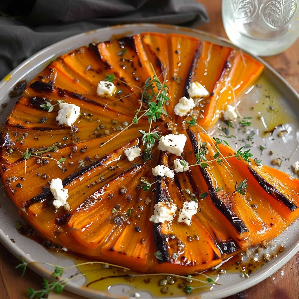 Tarte tatin aux carottes et feta caramélisées