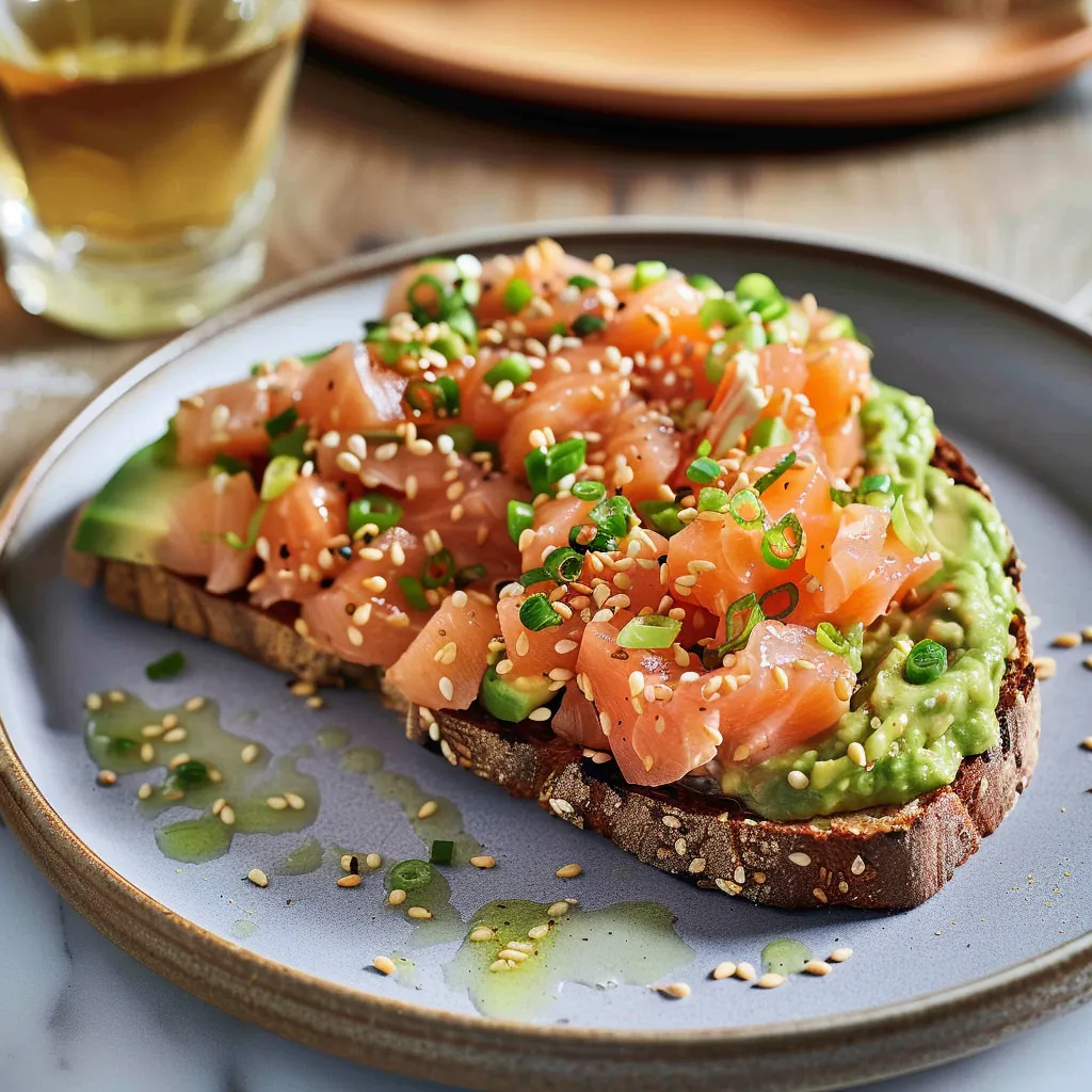 Toasts croustillants avocat et saumon au sésame